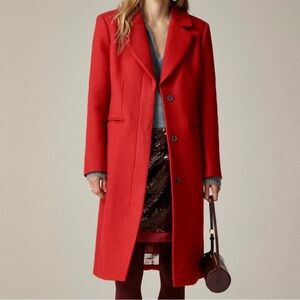 NWT J Crew Savoy Topcoat in Italian Wool-Blend Melton Berry Sangria Size 2